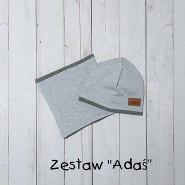 Zestaw Adaś czapka + komin Bambarillo melanż
