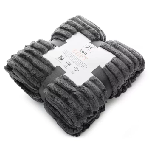 Soft koc narzuta z mikrofibry Designe91 stalowy