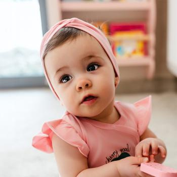 Opaska dziewczęca Eevi Cherry bawełna elastyczna wygodna- różowa 