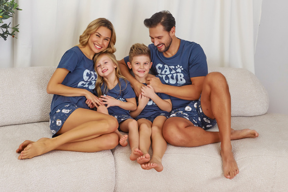 7205 "Cat club" Piżama dziecięca Unisex Doctor Nap - deep blue