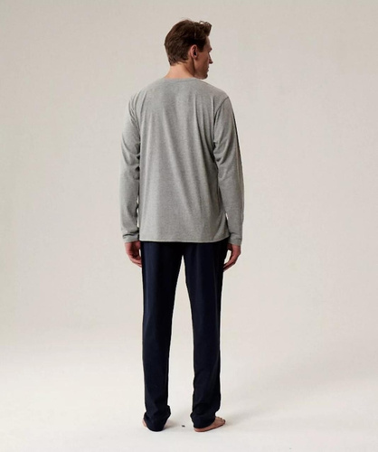 Piżama męska NMP-392 Atlantic – bawełna, długi rękaw, stylowy komplet na chłodne noce