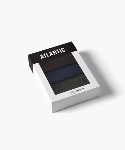 Bokserki męskie Atlantic 3MH-0177 A3 3-pak brązowy-indygo-khaki– bawełniane, długa nogawka