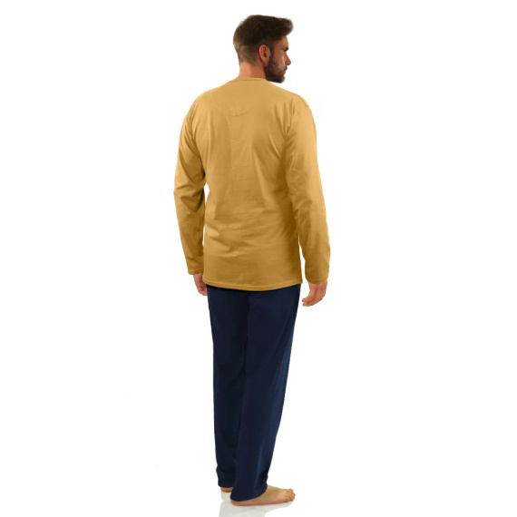 7542 Piżama Męska długi rękaw Sesto Senso - musztardowy