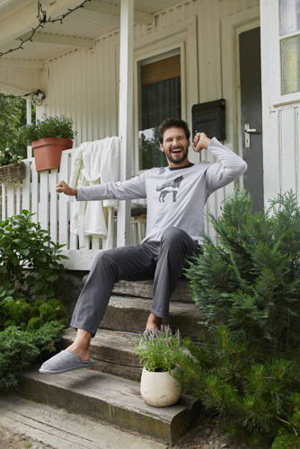 Tikal Męska długi rękaw, długie spodnie Italian Fashion - melanż/grafit