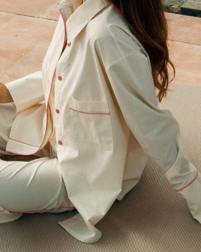 Piżama damska Sensis Raven limonkowa – bawełniana, koszula + spodnie