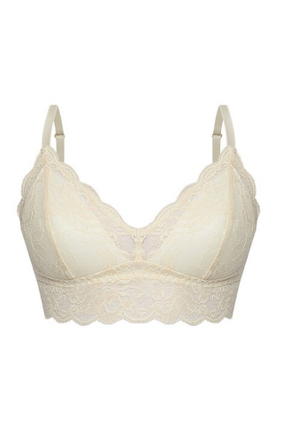 Kaja 02 Biustonosz soft bez fiszbin Mefemi piaskowy – koronkowy, miękki, komfortowy, z ozdobną kokardką