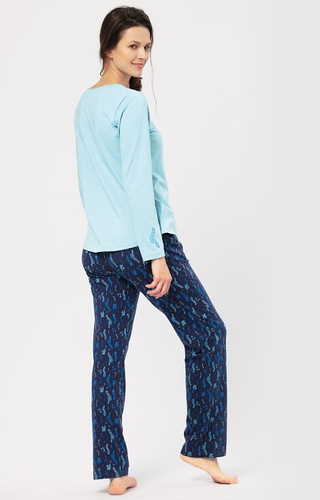 LNS 535 Piżama Damska bawełniana Key - niebieska 