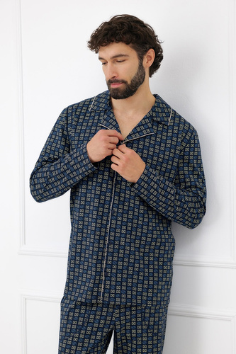 Piżama Męska Italian Fashion Broken 100% Bawełna Długa Guziki