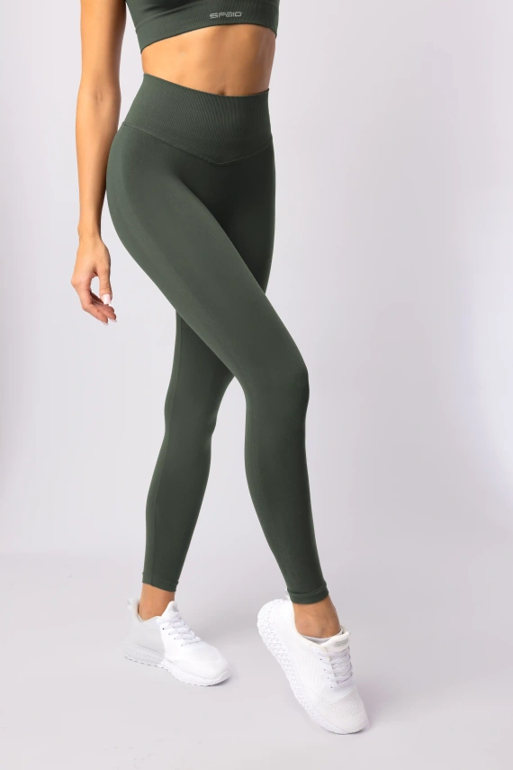 Legginsy damskie SPAIO Flex Innergy 2.0 khaki– seamless, wsparcie regeneracji