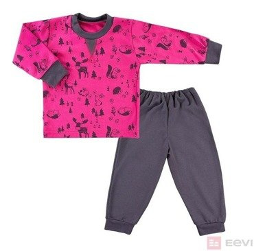 Piżama bawełniana dla dziewczynki "TRIP" Ewa Klucze - różowy druk