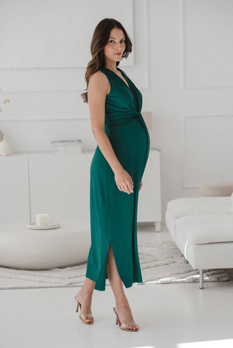 Loop maxi sukienka ciążowa i do karmienia Milk&Love butelkowa zieleń