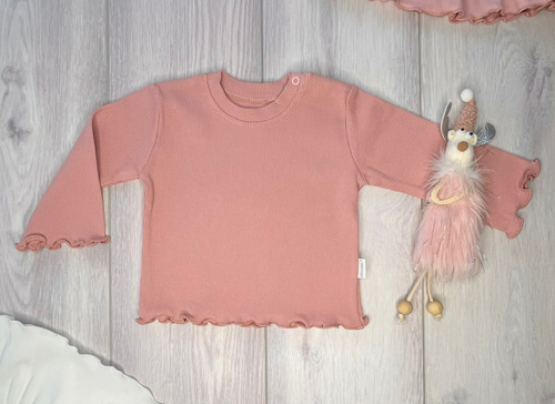 BI003 Bluzka dziewczęca z długim rękawem Mamatti - jasny różowy