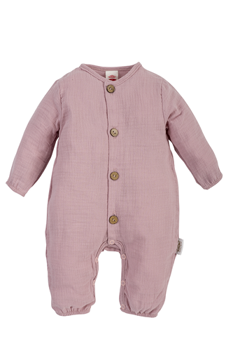 02235BSP "Just Muslin" Pajac muślinowy Makoma pudrowy róż