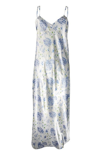 Flowers Halka satynowa długa koszulka damska DKaren - DK-HI 2 biały