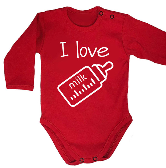 "I love milk" Body długi rękaw Moocha biały