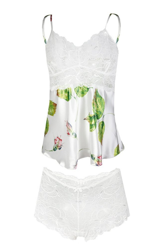 Flowers Komplet piżama damska DKaren DK-KA 001 granatowy