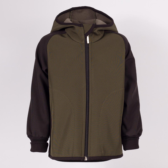229021 Nicol Kurtka dziecięca softshell polar kaptur odblask- khaki