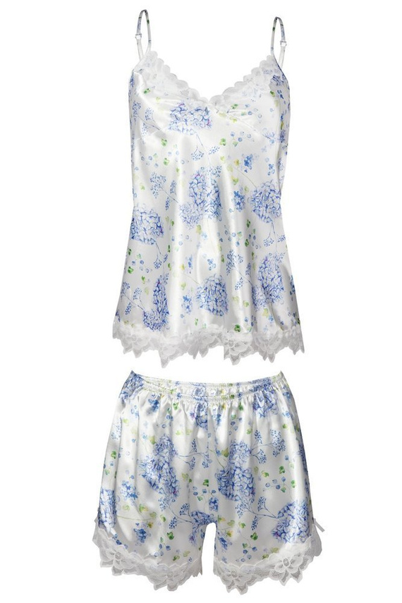 Flowers Komplet piżama damska DKaren DK-KV -granatowy 001