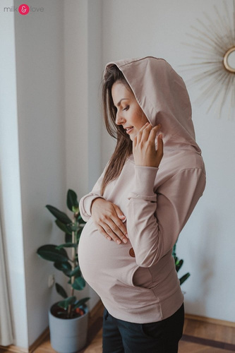 Milk Please bluza do karmienia Milk&Love z kapturem beżowy