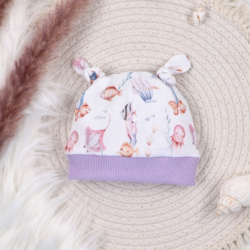 ABN-5490 Underwater World Czapka niemowlęca Nini  – bawełna organiczna, miękka, przewiewna