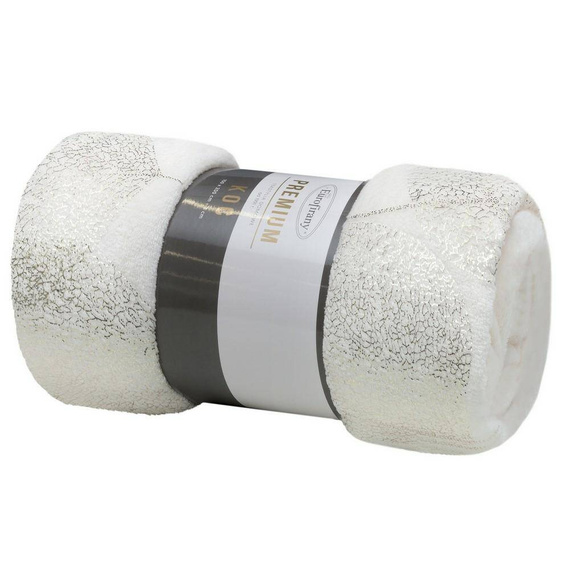 Ginko 2 Koc narzuta z mikrofibry z błyszczącym nadrukiem liści Eurofirany miodowy