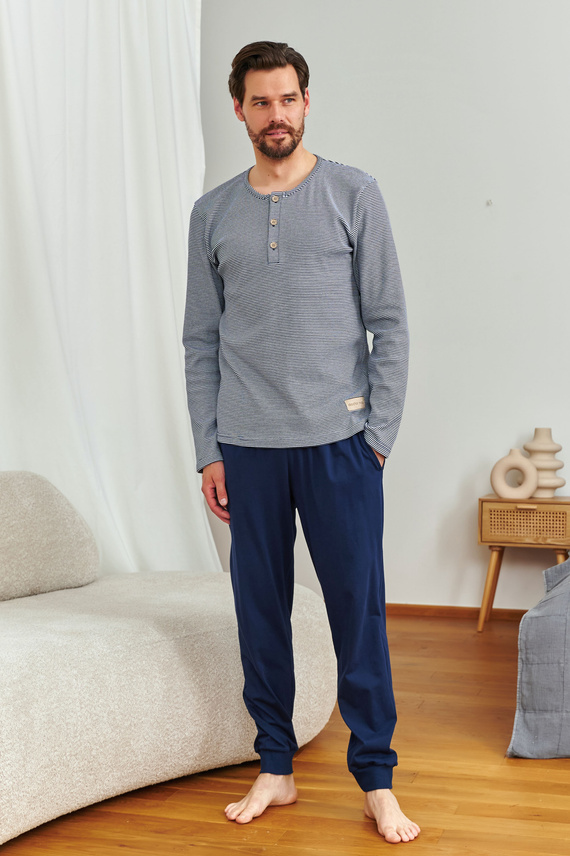 Doctor Nap 7353 – Męska piżama bawełniana z guzikami | Polska produkcja - blackberry