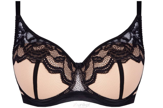 Carmella full cup biustonosz usztywniany Unikat czarny-beżowy