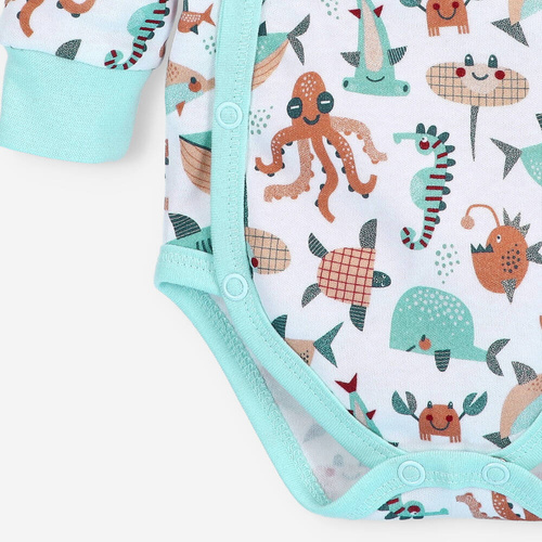 ABN-4087/MOR Morskie Zwierzątka Body kopertowe z bawełny organicznej Nini druk