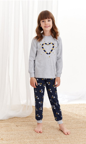 433 , 434 Ada Piżama dla dziewczynki Taro szary jasny-granatowy