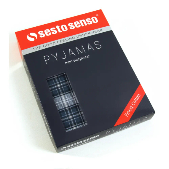 2576/42 Rozpinana Piżama Męska, krótkie spodenki Sesto Senso - granatowy