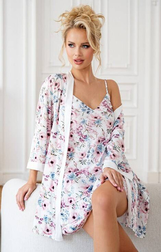 Rosa koszulka nocna Donna ecru-różowy pudrowy	