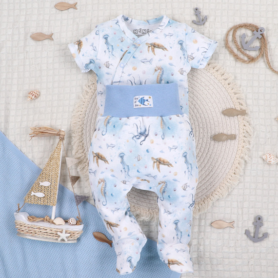 ABN-5443 Sea Of Joy Body kopertowe z krótkim rękawem Nini – bawełna organiczna, dla niemowląt