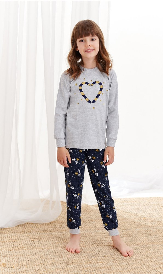 433 , 434 Ada Piżama dla dziewczynki Taro szary jasny-granatowy