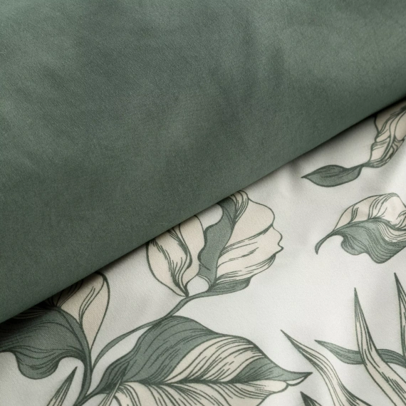 Pościel kwiatowa Donna Design 91 dwustronna miękka z zamkiem elegancka zielona