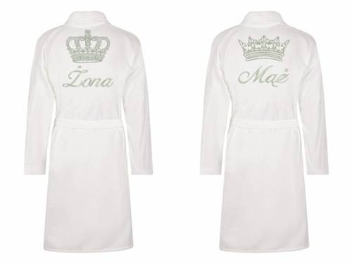 Żona&Mąż + Korona zestaw szlafroków ByShelly - biały/srebrny