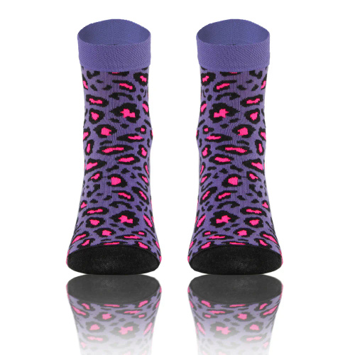Cętki Panterka Skarpety krótkie finest cotton dwie różne Sesto Senso fioletowy