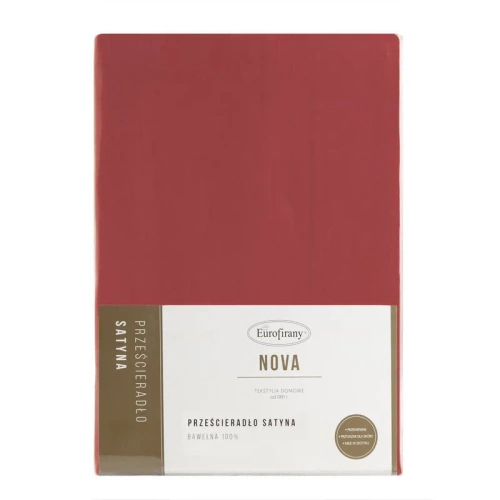 Nova Prześcieradło Satynowe bez gumki Eurofirany czerwony