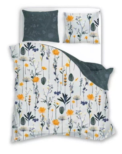 Elegant 013 Pościel satynowa kwiaty Faro szary