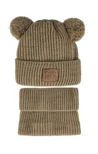 48-344 Komplet czapka+golf AJS kakaowy