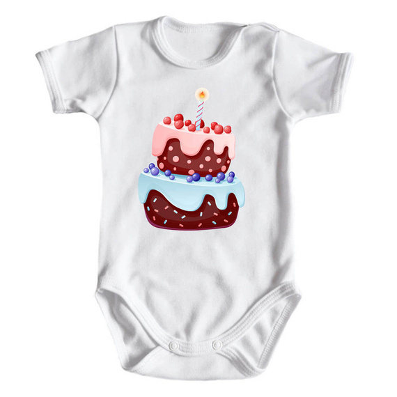 "ROCZEK torcik z jedynką" Body krótki rękaw Moocha biały