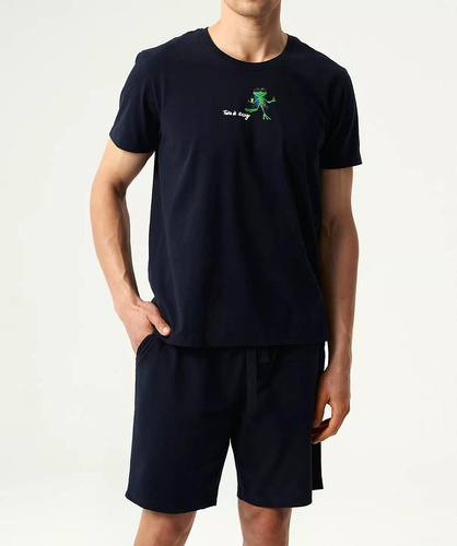 NMP-383  Piżama męska krótki rękaw, Atlantic-granatowy