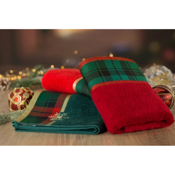 Cherry 01 ręcznik świąteczny w kratkę Eurofirany bordowy