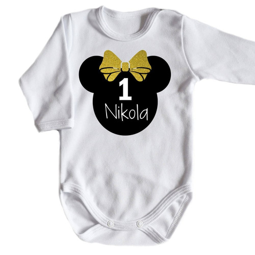 Body długi rękaw na 1 urodziny roczek dla dziewczynki biały