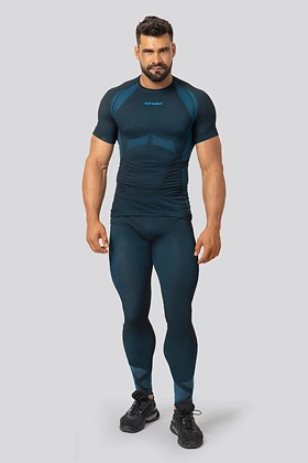 Brubeck Breeze 2.0 męska koszulka termoaktywna Nilit Breeze krótki rękaw Black/Blue