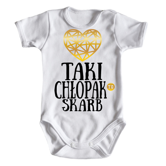 "TAKI CHŁOPAK TO SKARB" Body krótki rękaw Moocha biały 