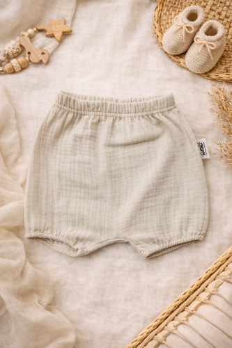 Bloomersy niemowlęce Just Muslin 40235BE Makoma beige– muślin 100% bawełna, na gumce