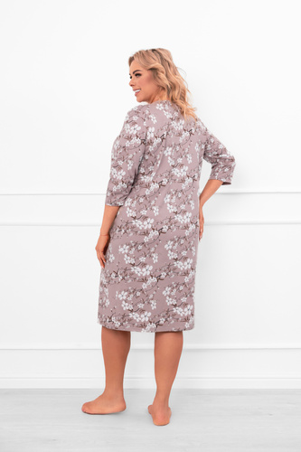 Koszula nocna damska Oszima bawełniana z rękawem 3/4 i kwiatowym wzorem Italian Fashion