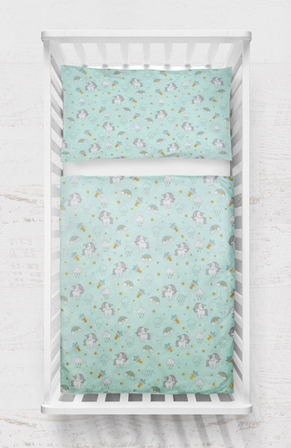 "Jednorożce " Pościel dziecięca dwu częściowa Happy Bear Martex miętowy