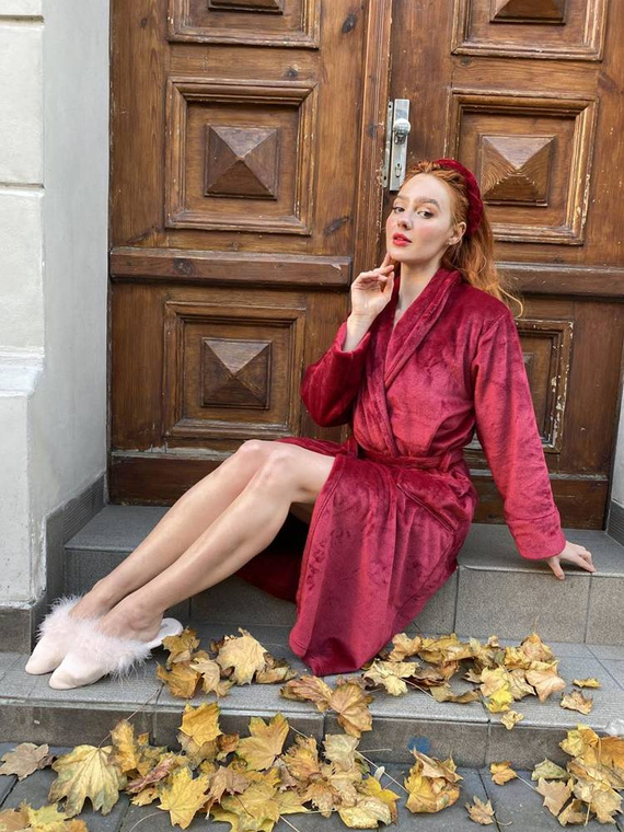 628 Abigail Długi Szlafrok damski Forex - bordo