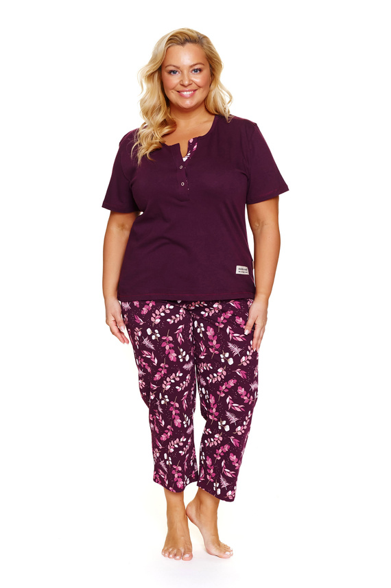 Doctor Nap 7267 – Piżama damska plus size z bawełny | Polska produkcja, 100% bawełna - burgundy